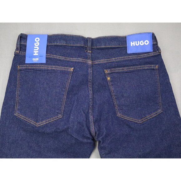 New Hugo Boss Zane‎ Skinny Straight Mens Size 36x32 Dark Wash Blue Stretch - Picture 1 of 8